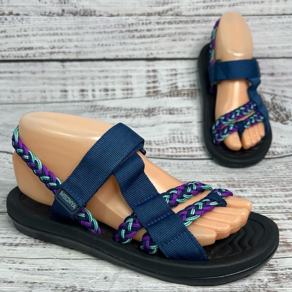 MEGNYA Size 8 Arch Support Sandals Purple Navy Sport Sandals Hiking Beach NEW